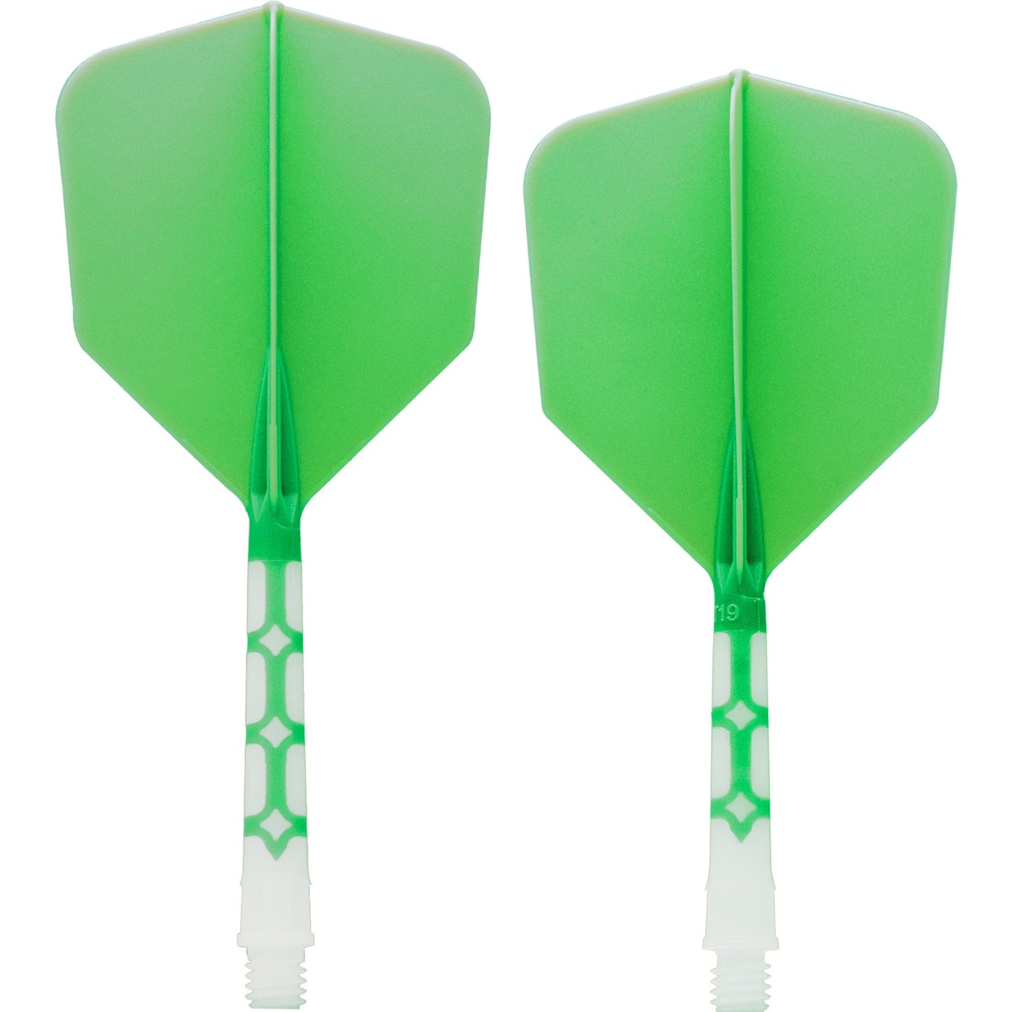 Cuesoul Rost T19 Integrated Dart Shaft and Flights - Big Wing - White with Green Flight