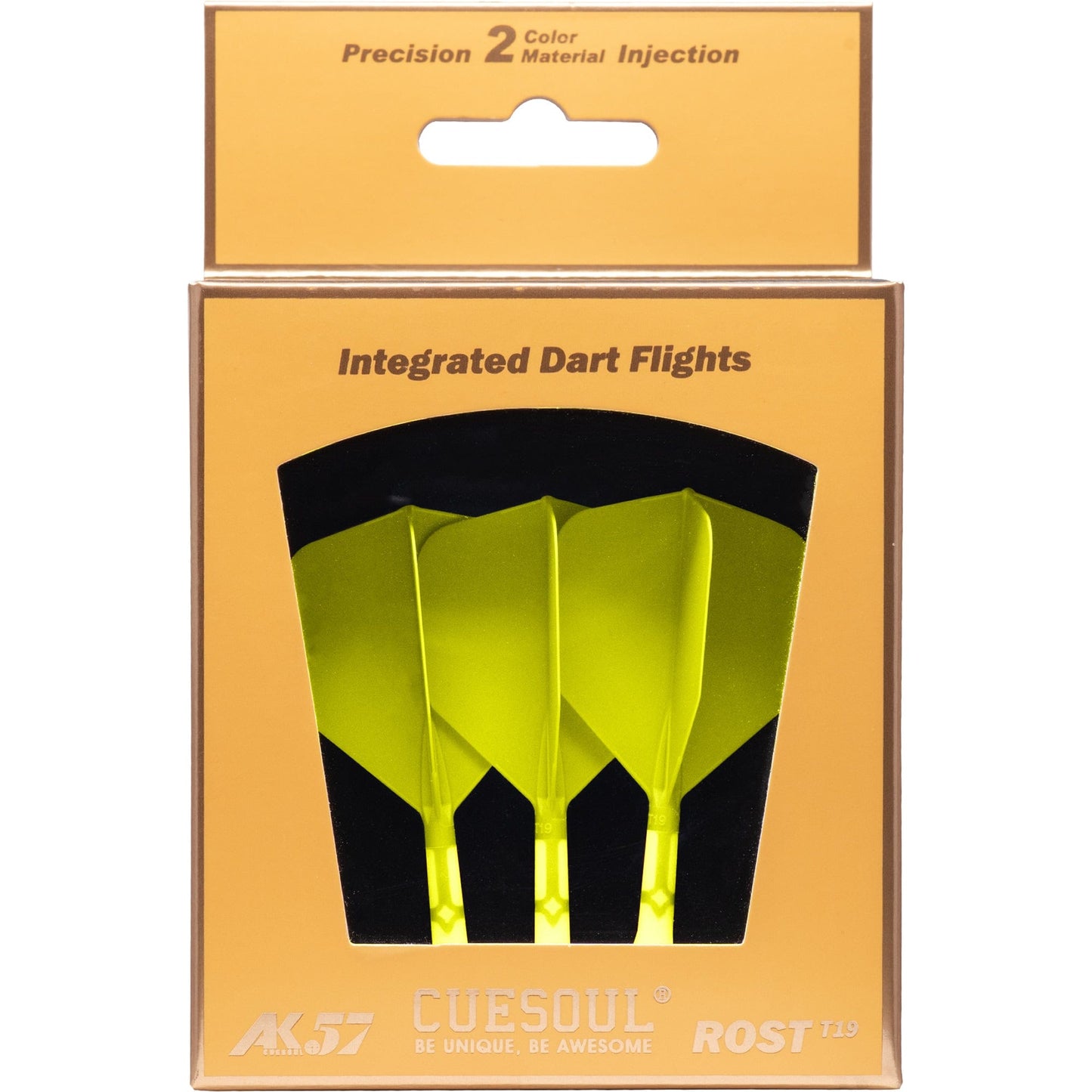 Cuesoul Rost T19 Integrated Dart Shaft and Flights - Big Wing - White with Yellow Flight