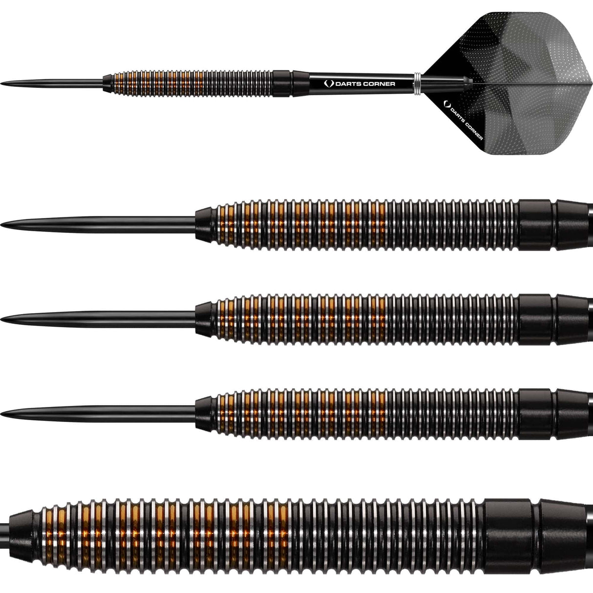 *Darts Corner Black Rebel Darts - Steel Tip Tungsten - Black with Gold