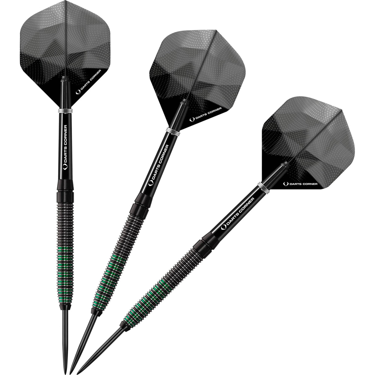 *Darts Corner Black Rebel Darts - Steel Tip Tungsten - Black with Green 24g