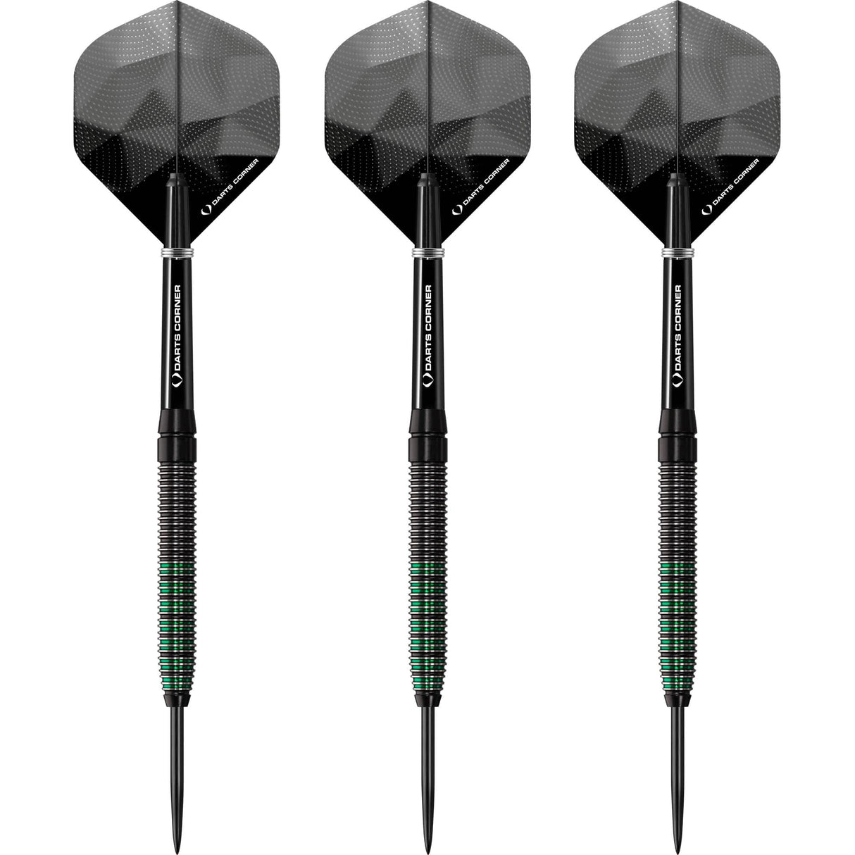 *Darts Corner Black Rebel Darts - Steel Tip Tungsten - Black with Green 24g