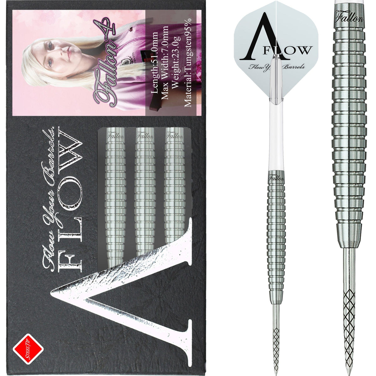 Dynasty - A Flow - Steel Tip Darts - Black Line - Fallon Sherrock - Na
