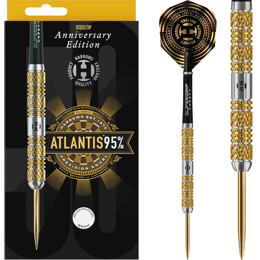 Harrows Atlantis Darts - Steel Tip - 95% - Anniversary Edition - Gold Titanium 22g
