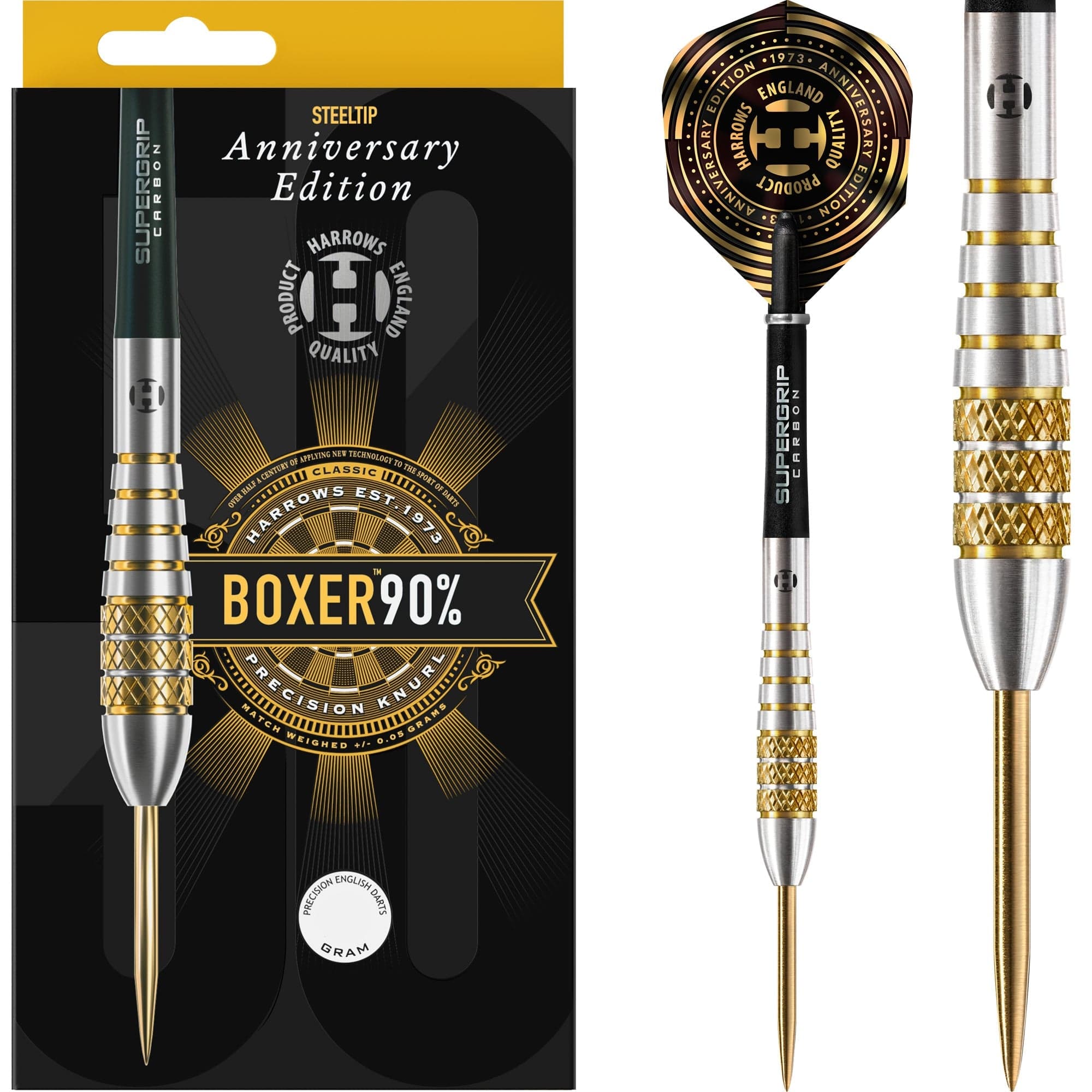 Red Dragon 50 Year Anniversary Player Edition Steel Tip Darts – 90% Tungsten, 21g/22g/23g, With Flights & Shafts