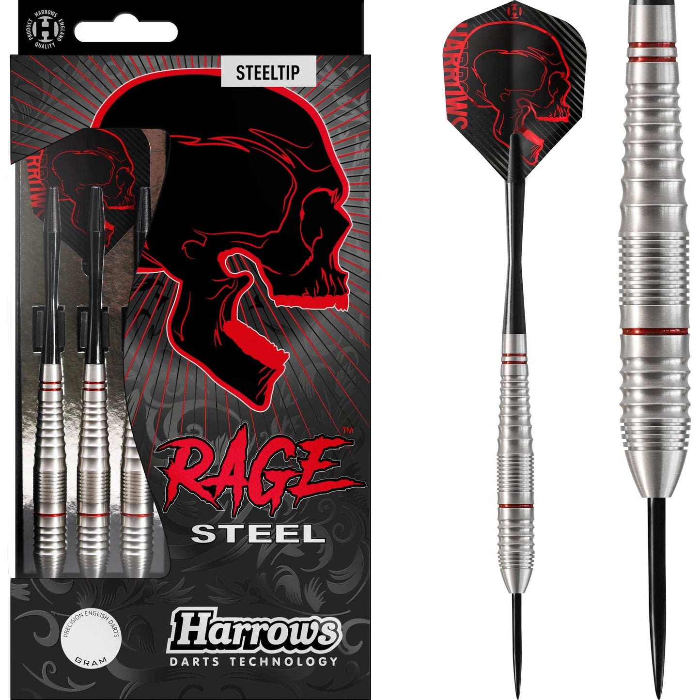 Harrows Rage Darts - Steel Tip - Stainless 21g
