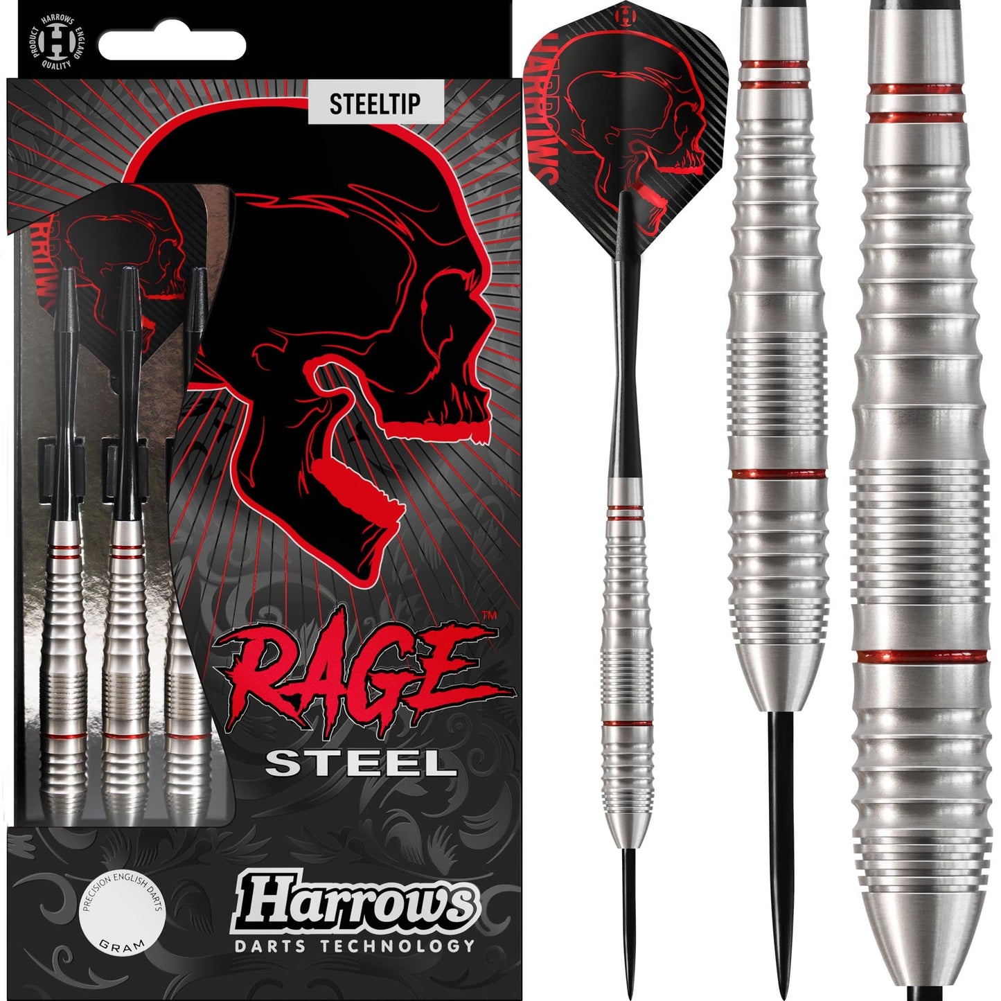 Harrows Rage Darts - Steel Tip - Stainless