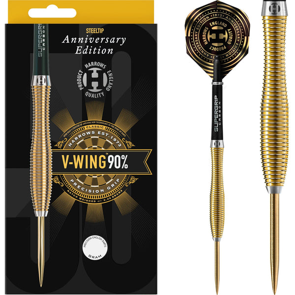 Harrows V Wing Darts - Steel Tip - 90% - Anniversary Edition - Gold Titanium