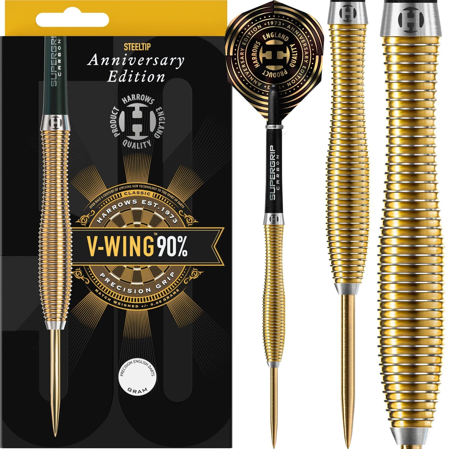 Harrows V Wing Darts Steel Tip 90 Anniversary Edition Gold Ti