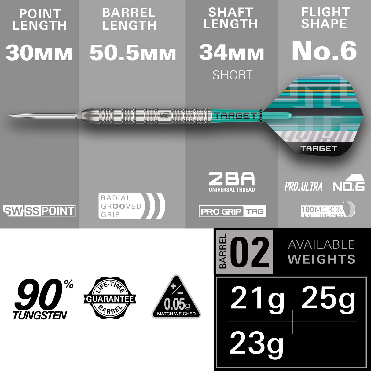 Target Hydro Darts - Steel Tip - 90% Tungsten - 02