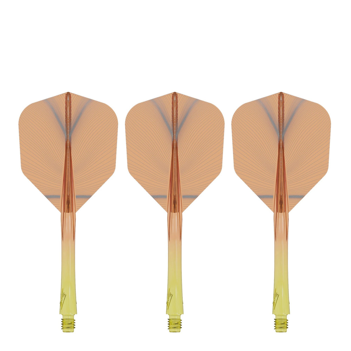 Caliburn SUP Flights - Moulded Shaft and Flight -  Standard No6 - Feather - Yellow & Orange
