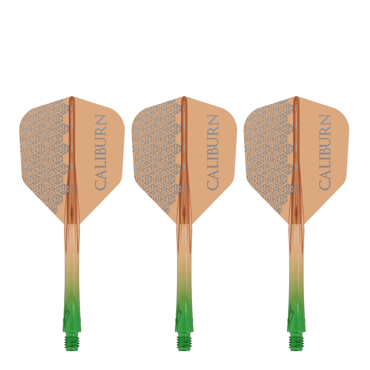 Caliburn SUP Flights - Moulded Shaft and Flight -  Standard No6 - Logo - Green & Orange