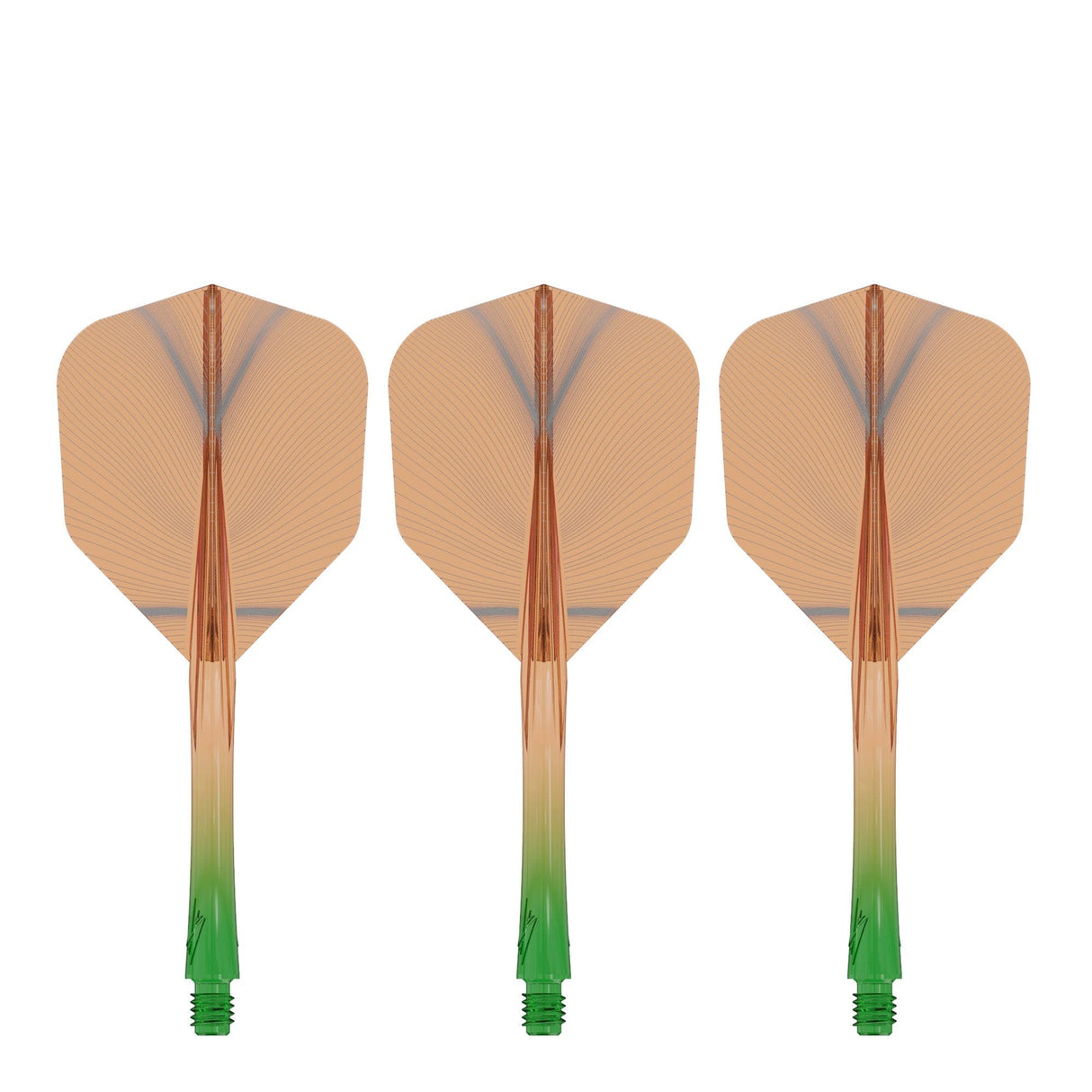 Caliburn SUP Flights - Moulded Shaft and Flight -  Standard No6 - Feather - Green & Orange