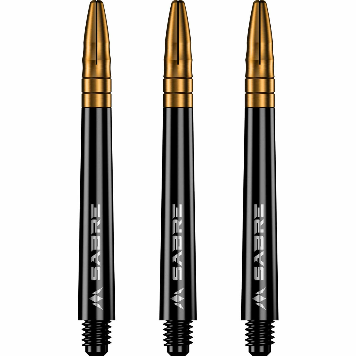 Mission Sabre Shafts - Polycarbonate Dart Stems - Black - Gold Top Medium