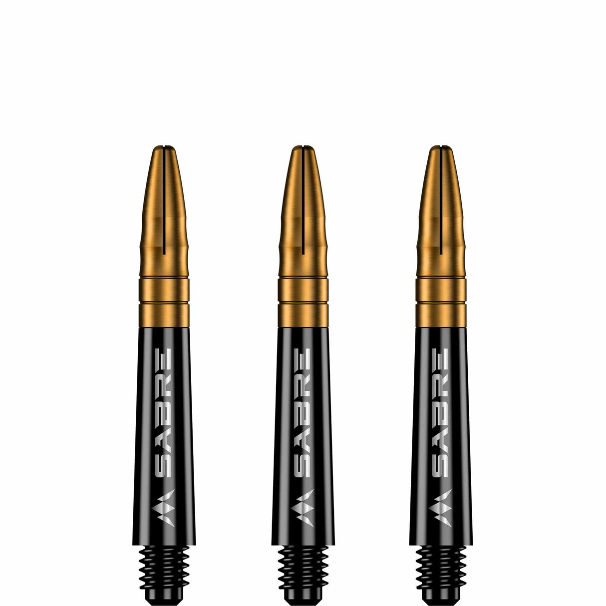 Mission Sabre Shafts - Polycarbonate Dart Stems - Black - Gold Top Short
