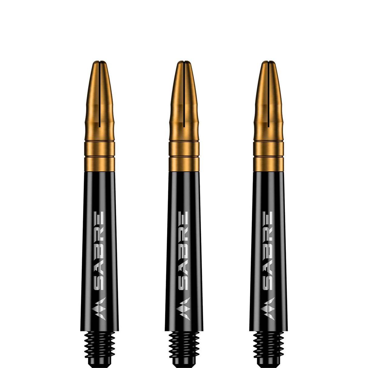 Mission Sabre Shafts - Polycarbonate Dart Stems - Black - Gold Top Tweenie