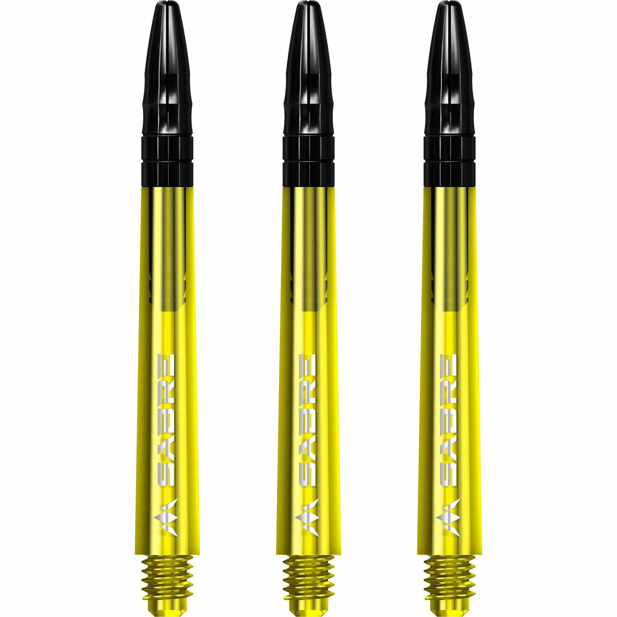 Mission Sabre Shafts - Polycarbonate Dart Stems - Yellow - Black Top Medium