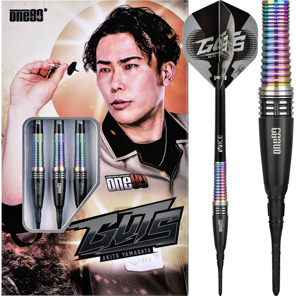*One80 Akito Yamagata Darts - Soft Tip - Guts - Signature Darts - Black & Chameleon