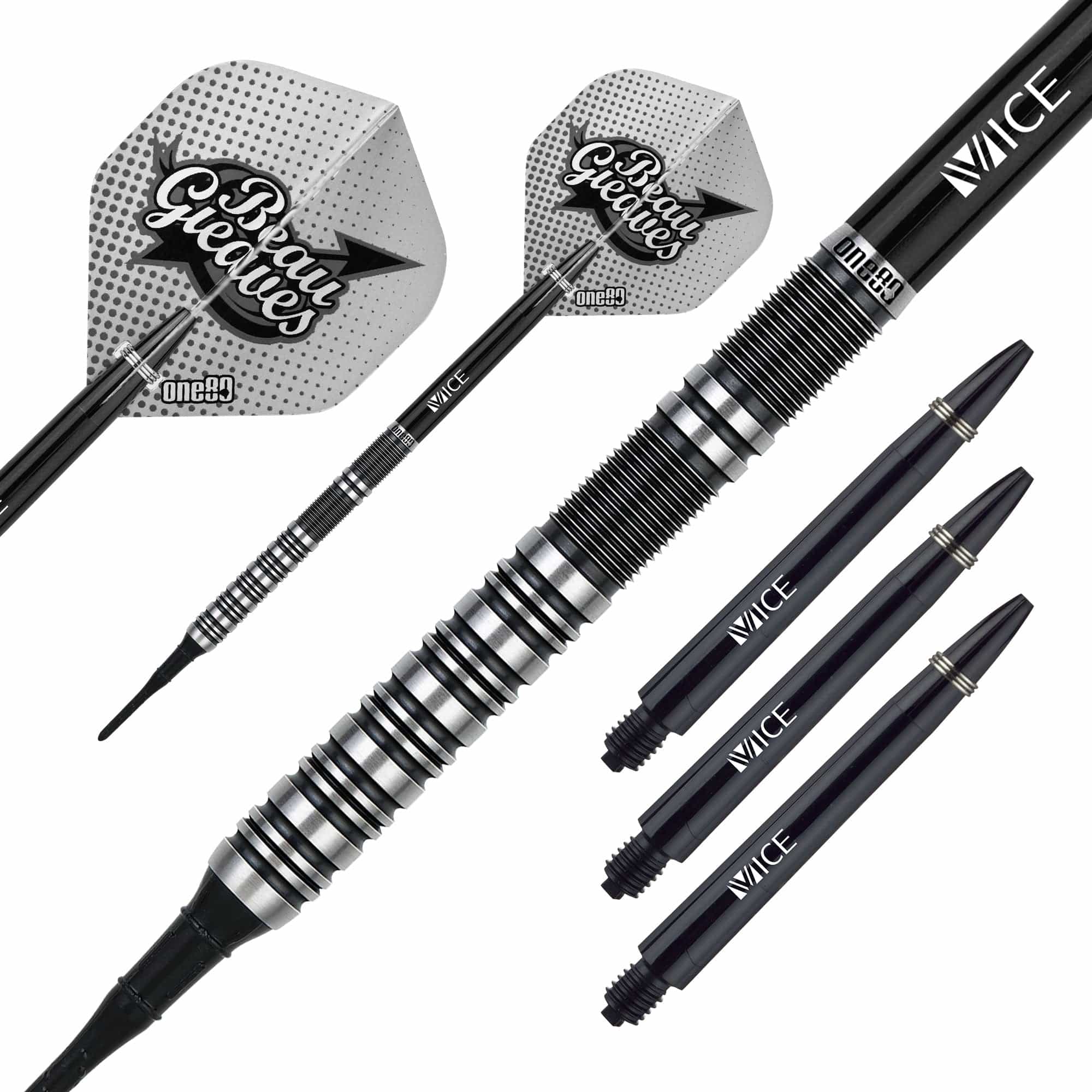 One80 Beau Greaves Darts - Soft Tip - HD - Black & Silver