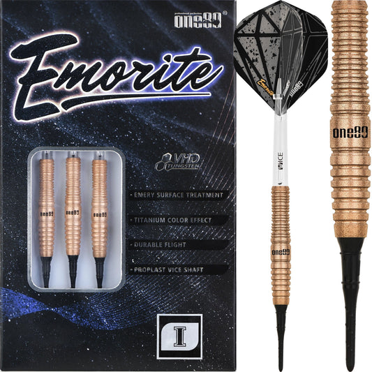 One80 Emorite 01 Darts - Soft Tip - 90% Tungsten - Rose Gold 20g