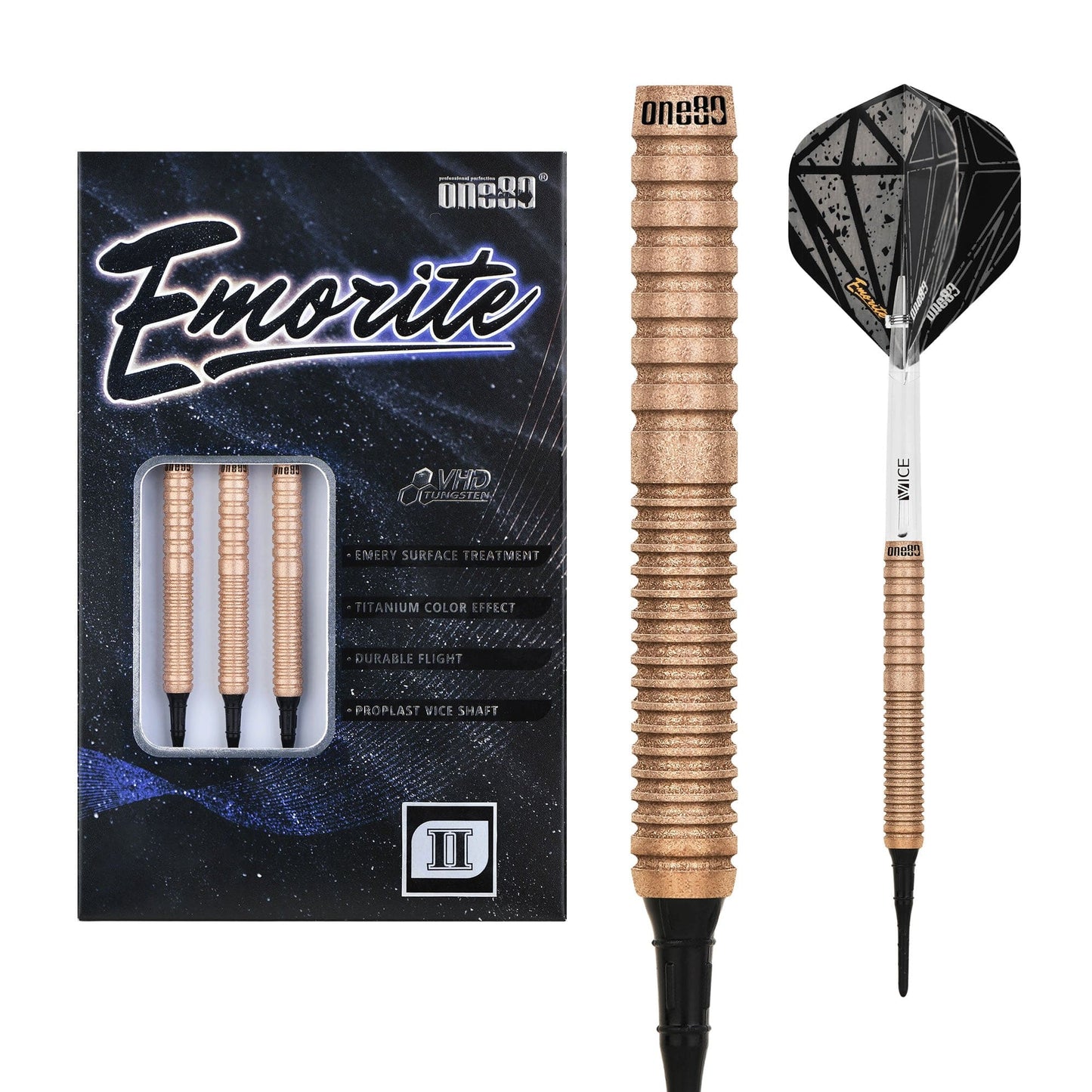 One80 Emorite 02 Darts - Soft Tip - 90% Tungsten - Rose Gold 20g