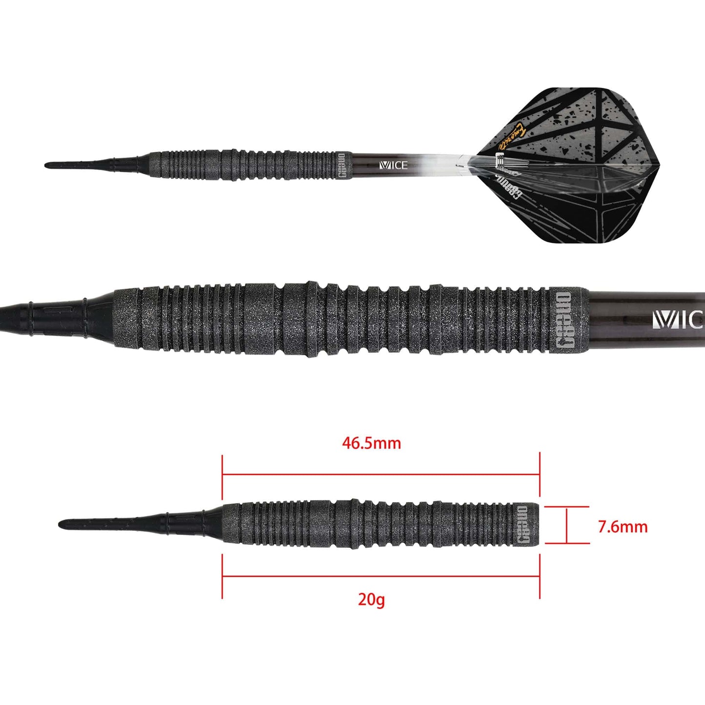 One80 Emorite 03 Darts - Soft Tip - 90% Tungsten - Black 20g