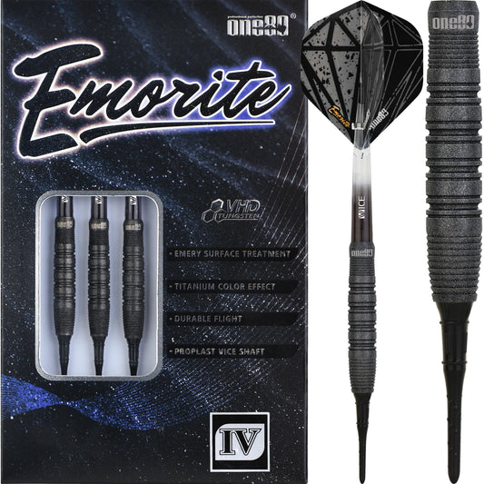 One80 Emorite 04 Darts - Soft Tip - 90% Tungsten - Black 20g