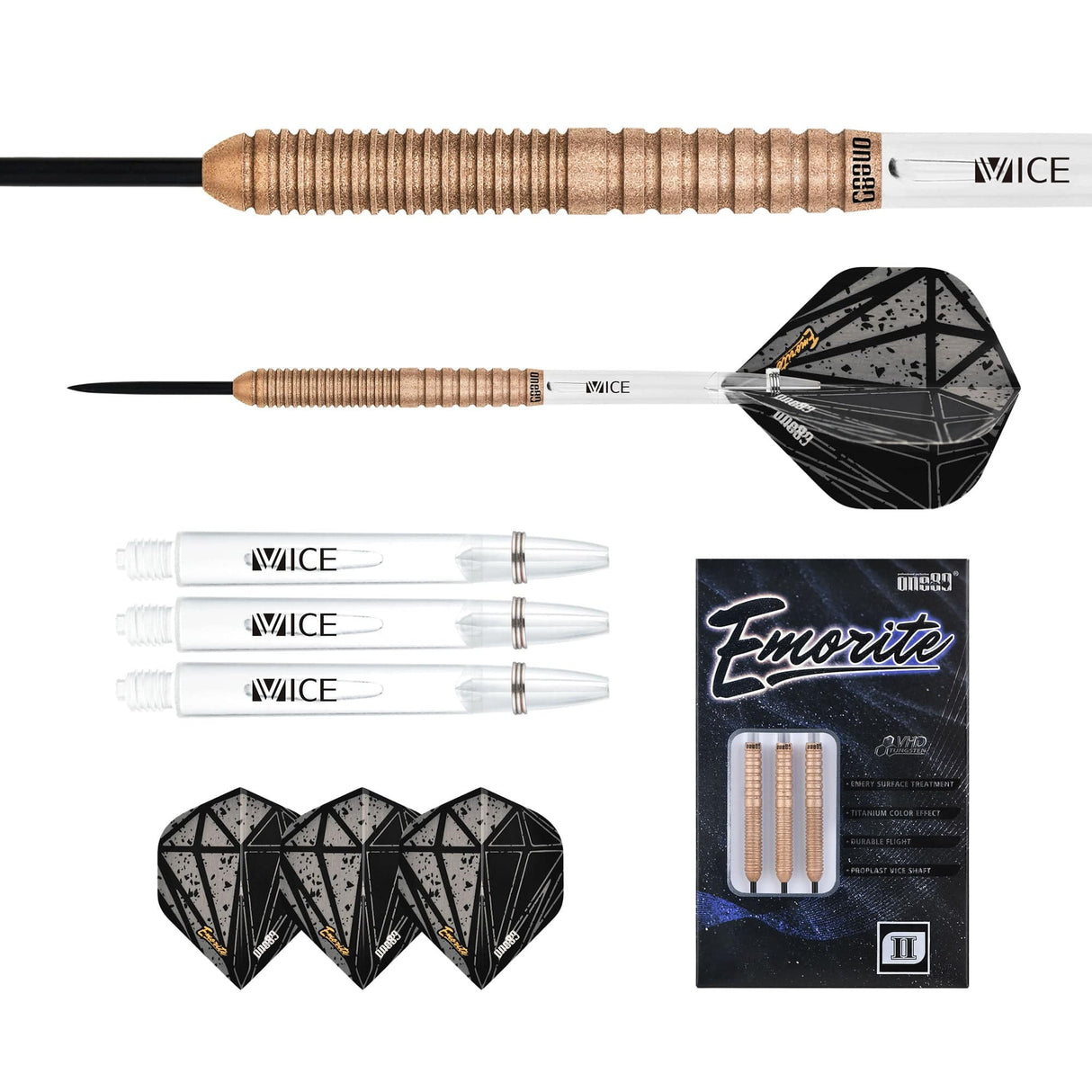 One80 Emorite 02 Darts - Steel Tip - 90% Tungsten - Rose Gold