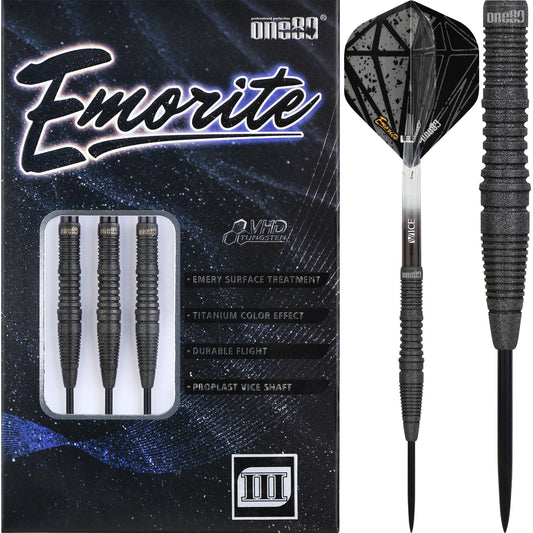 One80 Emorite 03 Darts - Steel Tip - 90% Tungsten - Black 22g