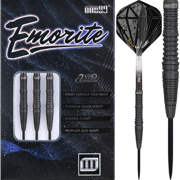 One80 Emorite 03 Darts - Steel Tip - 90% Tungsten - Black