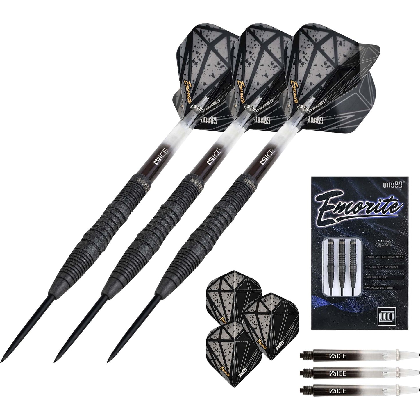 One80 Emorite 03 Darts - Steel Tip - 90% Tungsten - Black