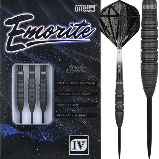 One80 Emorite 04 Darts - Steel Tip - 90% Tungsten - Black 23g