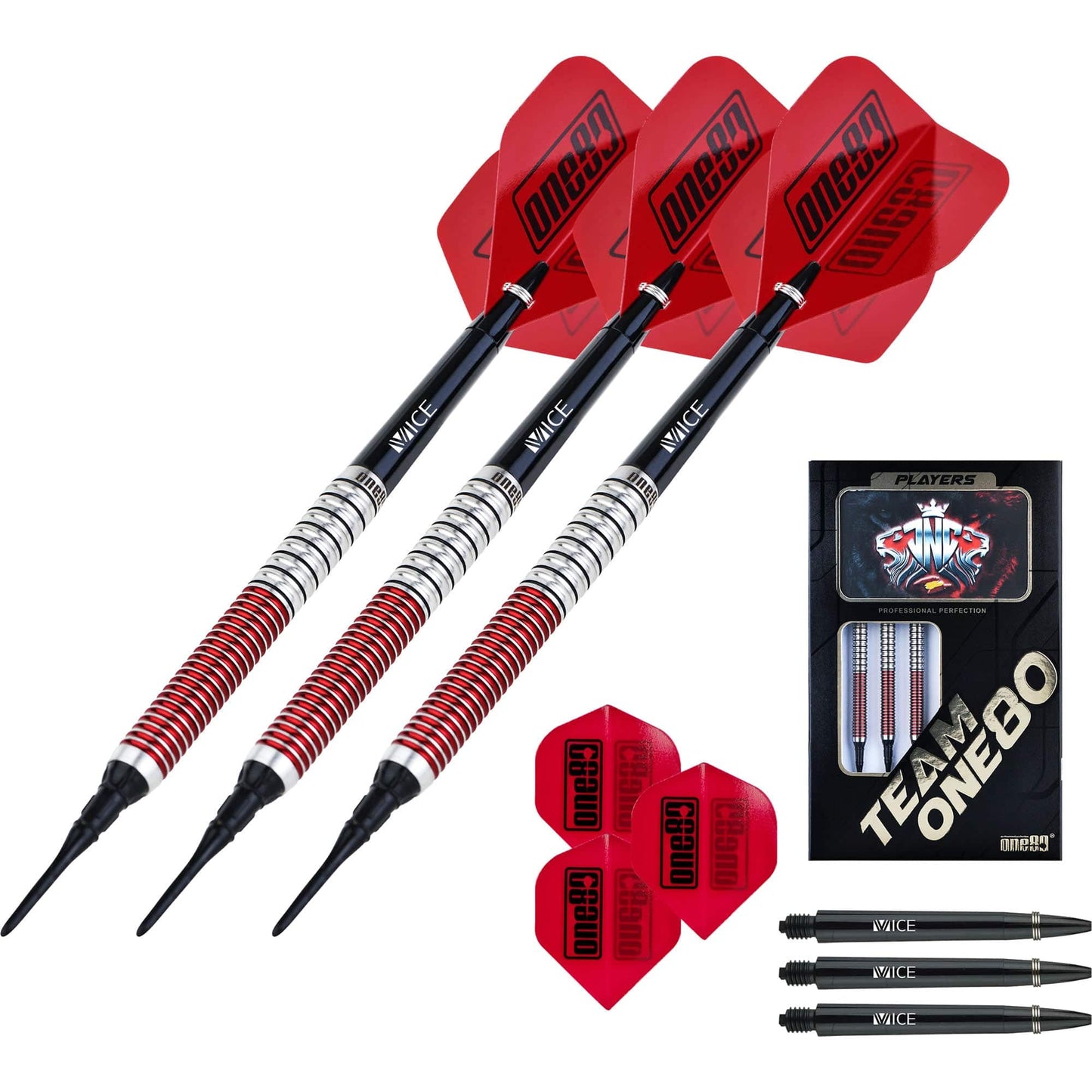 One80 Jaime Nuñez Cortes Darts - Soft Tip - JNC - Signature Darts - Electric Red 19g