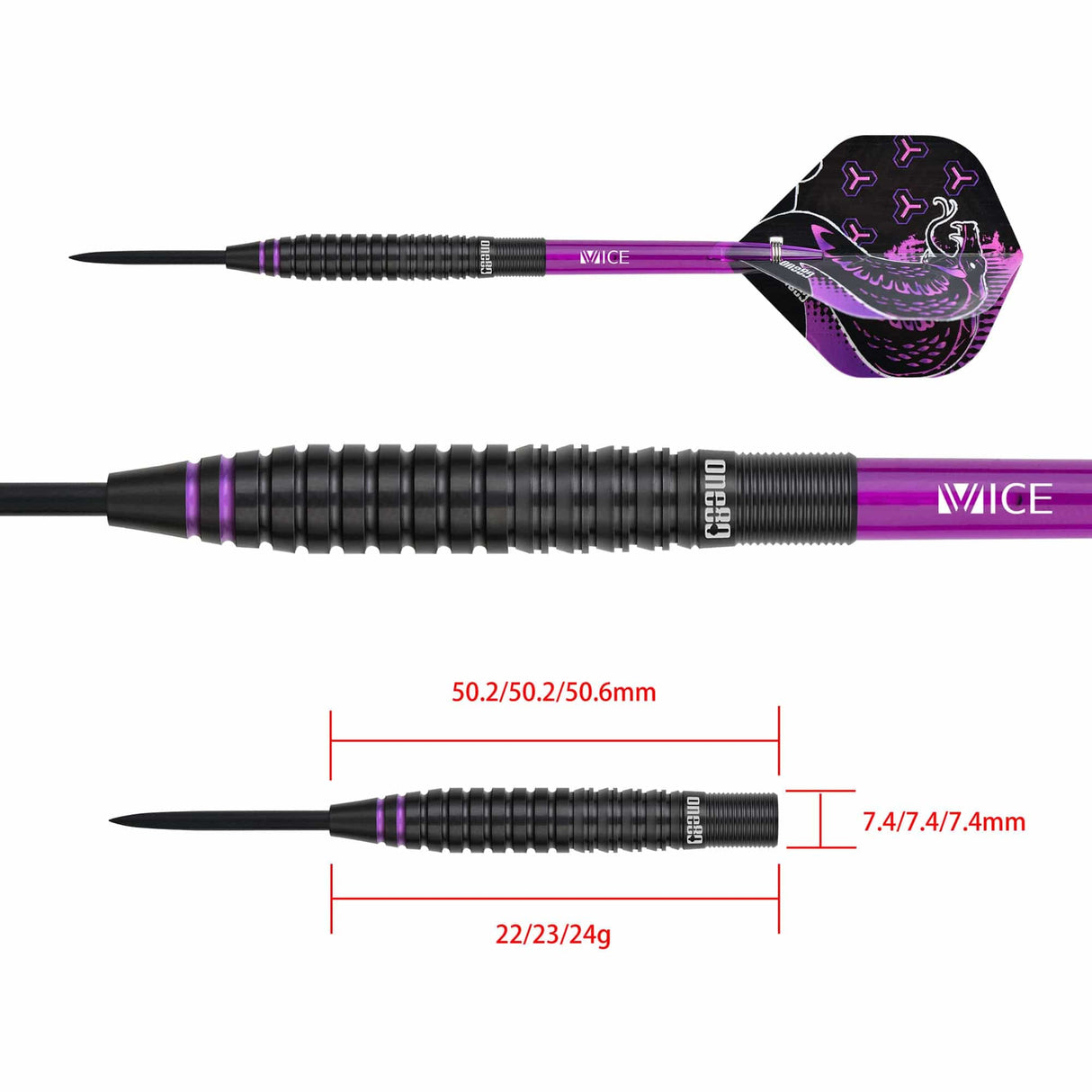 One80 Jelle Klaasen HD Darts - Steel Tip - The Cobra - Black
