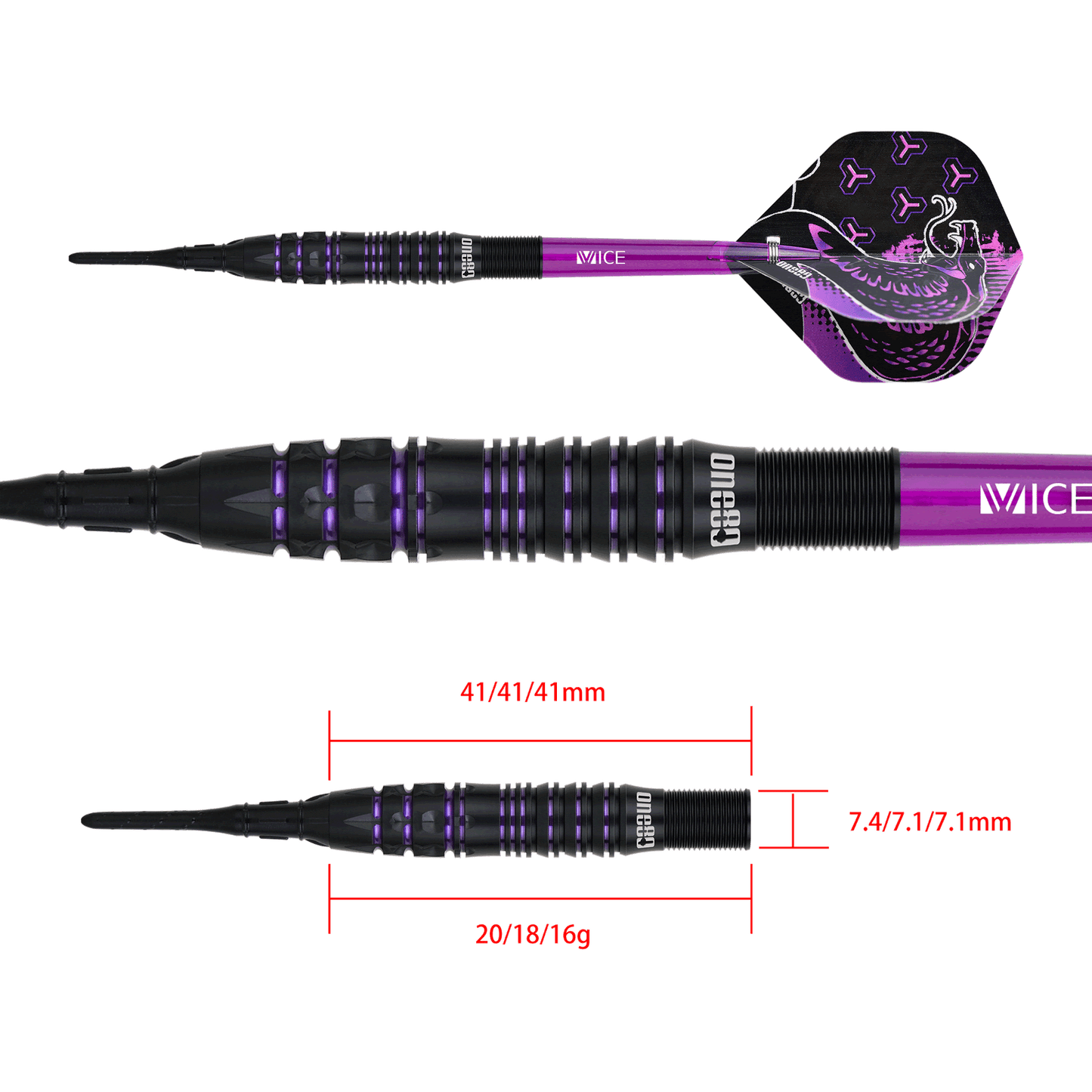 One80 Jelle Klaasen VHD Darts - Soft Tip - The Cobra - Black