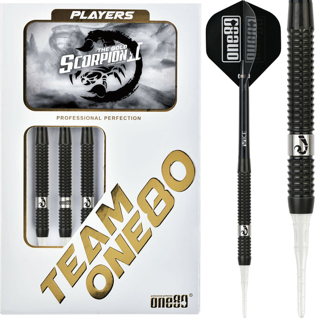 *One80 Jondy Chong Darts - Soft Tip - V2 - The Gold Scorpion - Black - 21g 21g