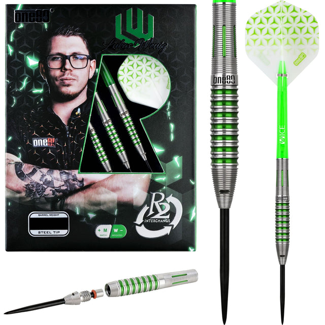 *One80 Lukas Wenig R2 Interchange Darts - Steel Tip - V2 - Green 22g