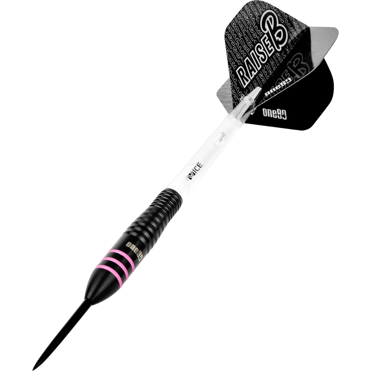 One80 Raise B Darts - Steel Tip - Black - Pink Rings