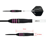One80 Raise B Darts - Steel Tip - Black - Pink Rings