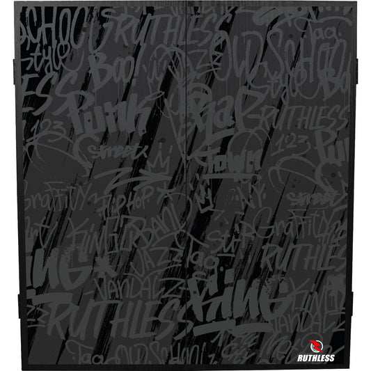 Ruthless Dartboard Cabinet - Square Design - Graffiti Grey