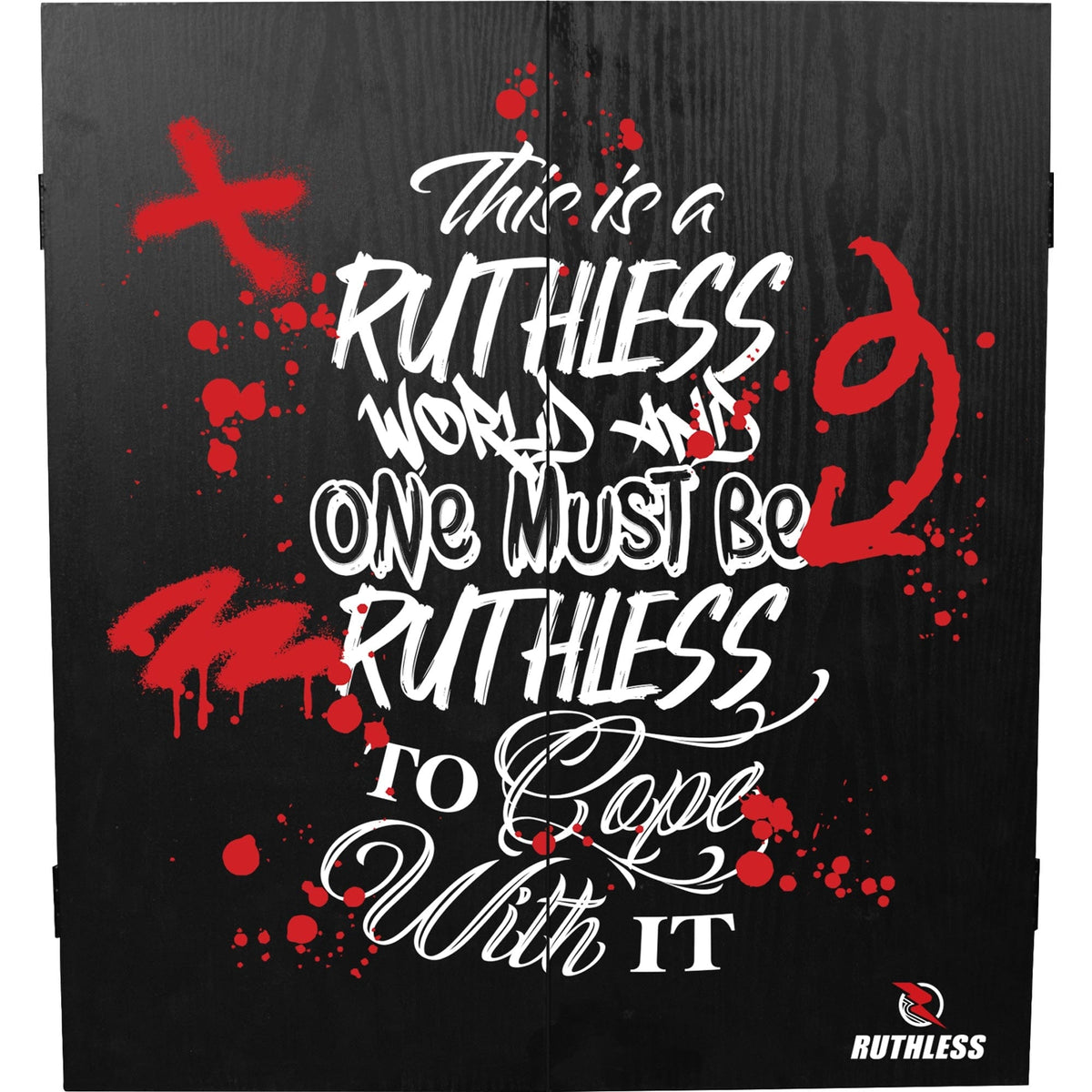 Be Ruthless Being Ruthless Ruthless Dartboard Cabinet - Square Design - One Must Be Ruthless