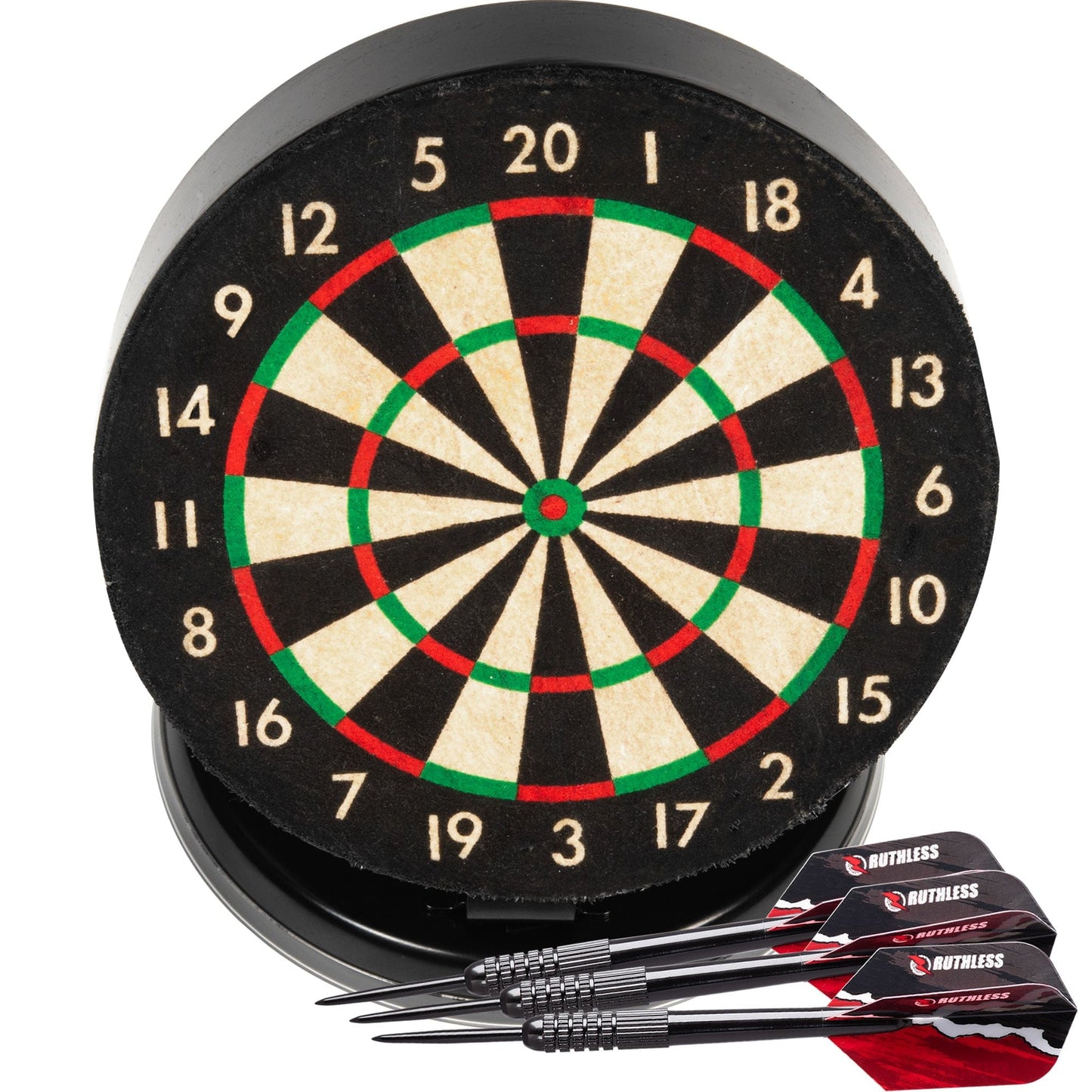 Ruthless Mini Desktop Dartboard - 6 Inch - Desk Version or Wall Mountable - Complete with Darts