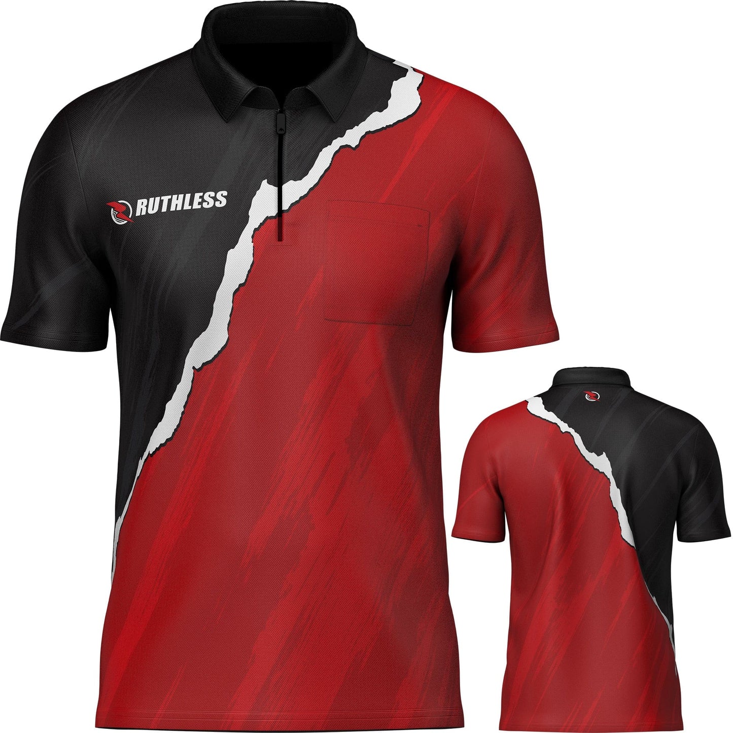 Ruthless RipTorn ECO Dart Shirt - with Pocket - Black & Red Small