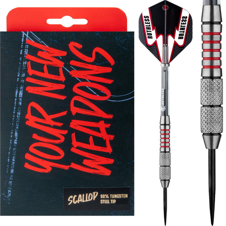 Ruthless Scallop Darts - Steel Tip - Front Knurl - Black & Red - 23g 23g