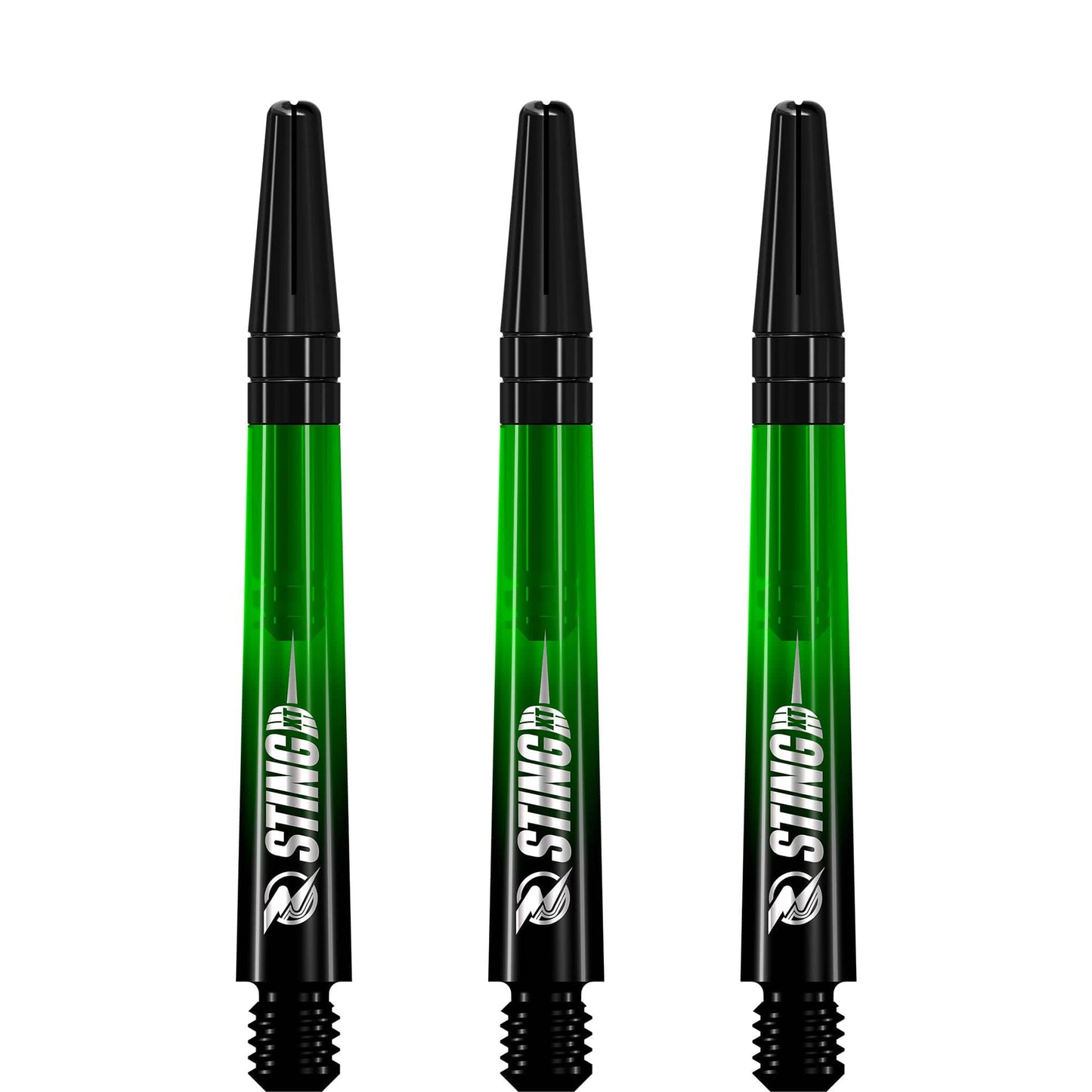 Ruthless Sting XT Dart Shafts - Polycarbonate - Gradient Black & Green - Black Top Tweenie Plus