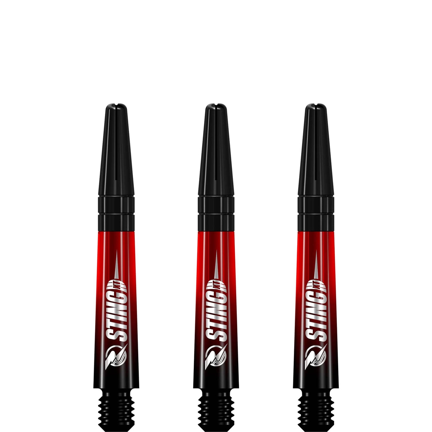 Ruthless Sting XT Dart Shafts - Polycarbonate - Gradient Black & Red - Black Top Short