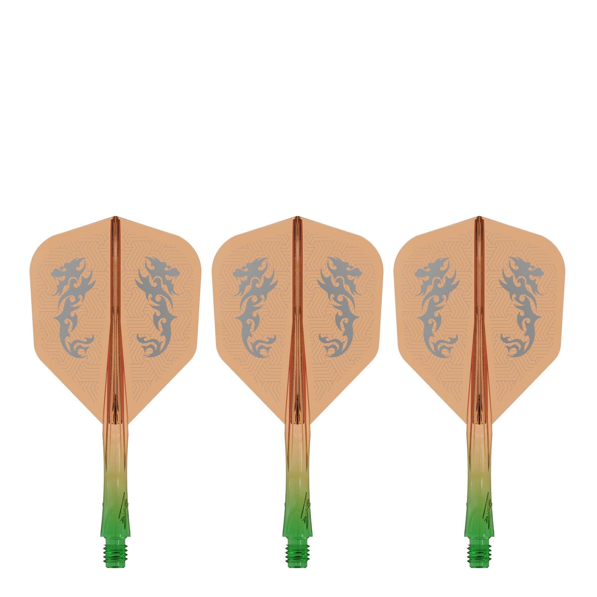 Caliburn SUP Flights - Moulded Shaft and Flight -  Standard No6 - Dragon - Green & Orange
