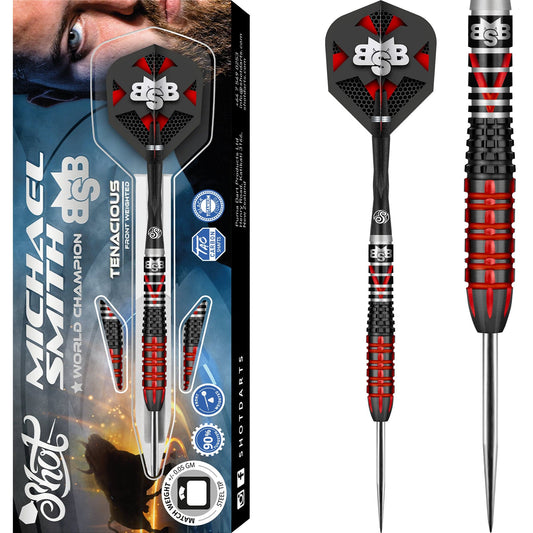 Shot Michael Smith Darts - Steel Tip Tungsten - Front Weighted - Bully Boy - Tenacious 23g