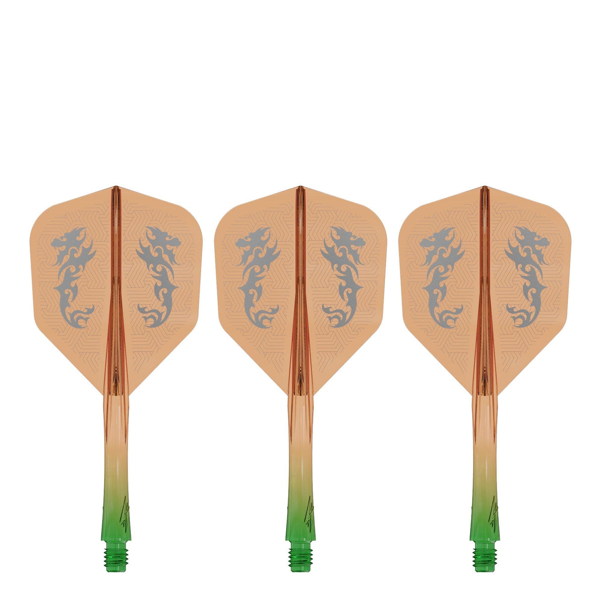 Caliburn SUP Flights - Moulded Shaft and Flight -  Standard No6 - Dragon - Green & Orange