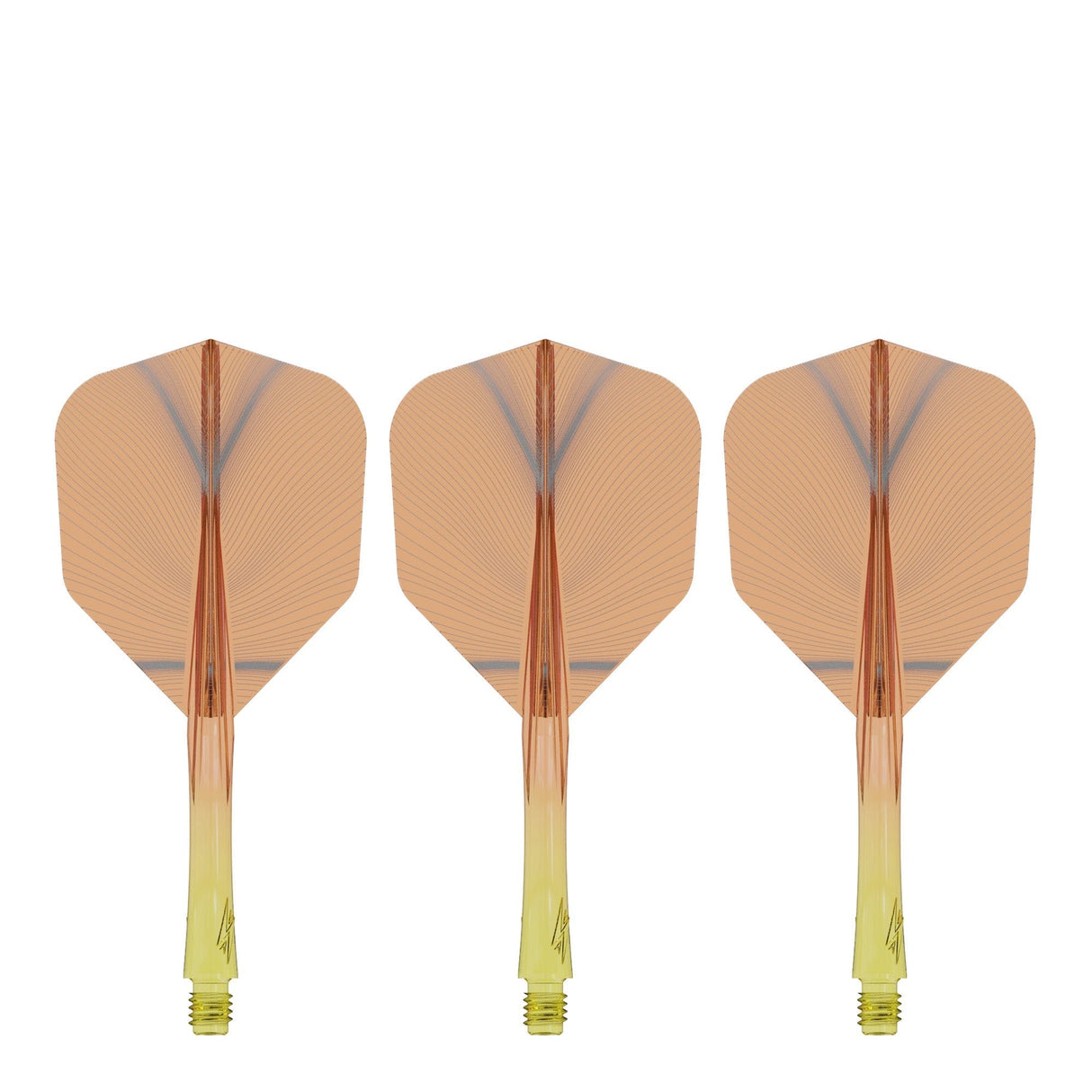 Caliburn SUP Flights - Moulded Shaft and Flight -  Standard No6 - Feather - Yellow & Orange