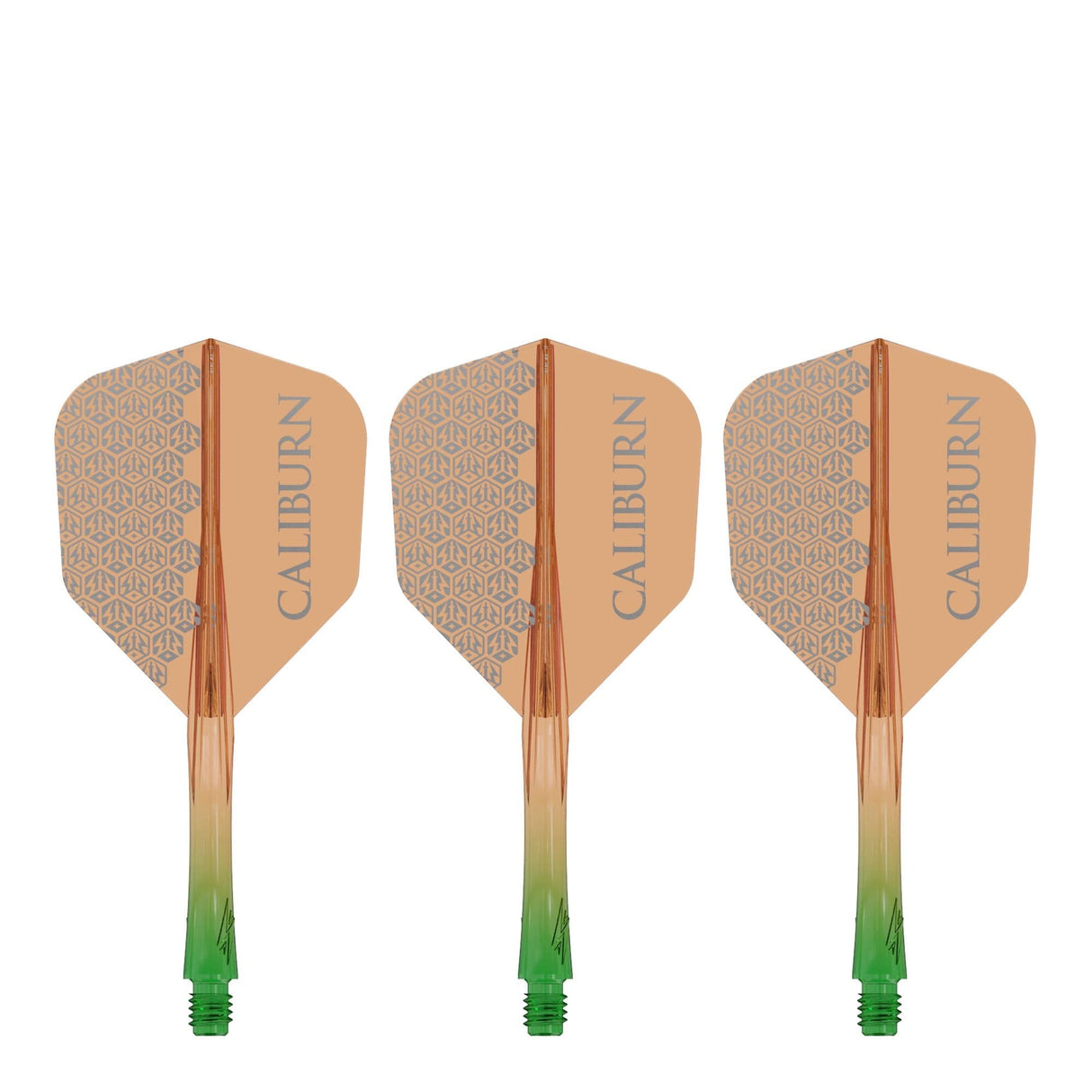 Caliburn SUP Flights - Moulded Shaft and Flight -  Standard No6 - Logo - Green & Orange